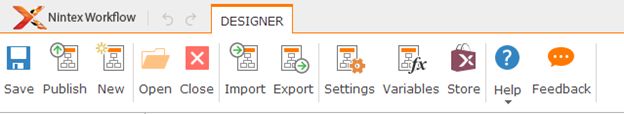 Nintex Workflows menu baar